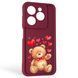 Чохол силіконовий Soft Touch з 3D принтом милий ведмедик для TECNO Spark Go 2024 (BG6) бордовий (Повний захист камери) 0045024 фото 1