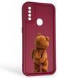 Чехол силиконовый Soft Touch с 3D принтом смешного теда мишки для Oppo A31 бордовый (Полная защита камеры)