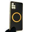 Чехол для Samsung Galaxy A71 SM-A715F с кольцом MagSafe с золотой окантовкой на самсунг а71 черный gs1