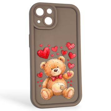 Чохол силіконовий оригінальний Soft Touch з 3D принтом милий ведмедик для Apple iPhone 13 коричневий (Повний захист камери) 0043200 фото