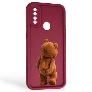 Чехол силиконовый Soft Touch с 3D принтом смешного теда мишки для Oppo A31 бордовый (Полная защита камеры) 0049145 фото
