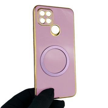 Чехол для OPPO A15 с кольцом MagSafe с золотой окантовкой на оппо а15 черничный gs1 0021301 фото