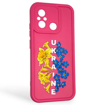 Чехол силиконовый Soft Touch с 3D принтом для Xiaomi Poco C55 малиновый (Полная защита камеры) 0042171 фото