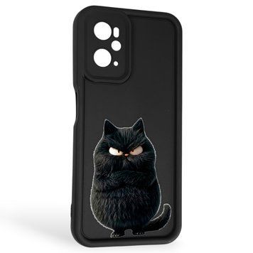 Чохол силіконовий Soft Touch з 3D принтом злого кота для OPPO A76 чорний (Повний захист камери) 0047193 фото