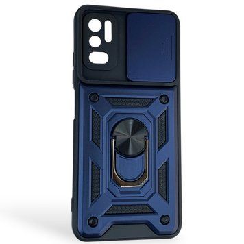 Чохол протиударний для Xiaomi Poco M3 Pro 4G з магнітною пластиною зі шторкою на камері синій 0050826 фото