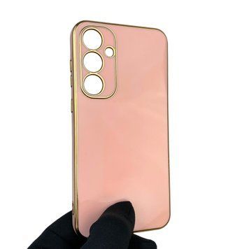 Чохол для Samsung Galaxy A35 5G (SM-A356B) глянцевий із захистом камери із золотою окантовкою на самсунг а35 5г пудровий gs1 0019755 фото