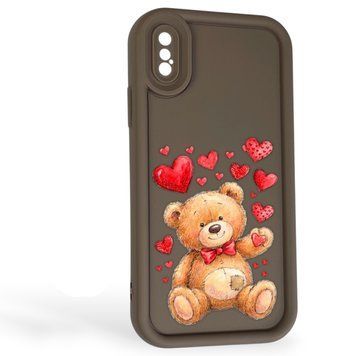 Чохол силіконовий Soft Touch з 3D принтом милий ведмедик для Apple iPhone X коричневий (Повний захист камери) 0044970 фото