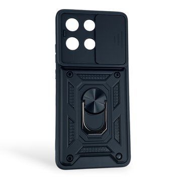 Чехол противоударный для Motorola G86 5G с магнитной пластиной со шторкой на камере черный 0050618 фото