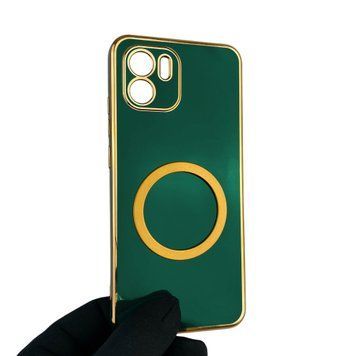 Чохол для Xiaomi Redmi A1 з кільцем MagSafe із золотою окантовкою на сяомі редмі а1 темно-зелений gs1 0022590 фото