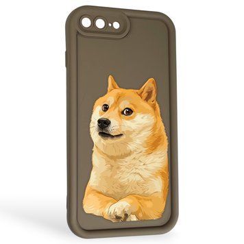 Чехол силиконовый Soft Touch с 3D принтом мема сибу для Apple iPhone 8 Plus коричневый (Полная защита камеры) 0048334 фото