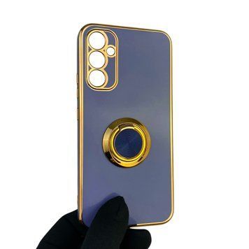 Чехол для Samsung Galaxy A34 5G SM-A346E с кольцом-подставкой с золотой окантовкой на самсунг а34 синий gs1 0020628 фото
