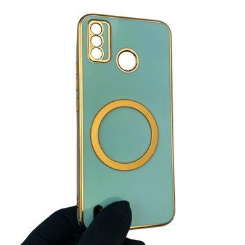 Чехол для Tecno Spark 6 Go KE5 с кольцом MagSafe с золотой окантовкой на техно спарк 6 го бирюзовый gs1 0022469 фото
