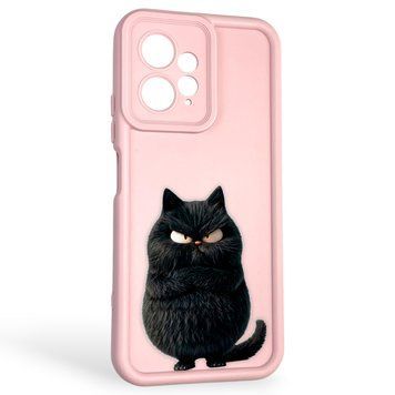 Чехол силиконовый оригинальный Soft Touch с 3D принтом злой котик для Xiaomi Redmi Note 12 4G пудровый (Полная защита камеры) 0046820 фото