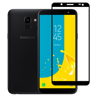 Защитное стекло для телефона Samsung Galaxy J6 2018 (SM-J600) противоударное на самсунг г6 2018 черное 0038336 фото