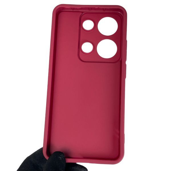 Чехол силиконовый Soft Touch с 3D принтом милый мишка для Xiaomi Redmi Note 13 Pro 4G бордовый (Полная защита камеры) 0044865 фото