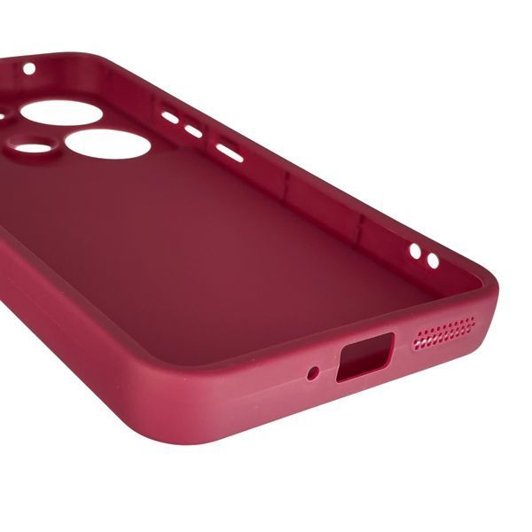 Чехол силиконовый Soft Touch с 3D принтом милый мишка для Xiaomi Redmi Note 13 Pro 4G бордовый (Полная защита камеры) 0044865 фото