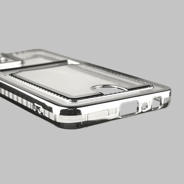 Чохол для Samsung Galaxy M22 4G (SM-M225F) зі срібною окантовкою з кишенькою для карток на самсунг м22 срібний 0013199 фото