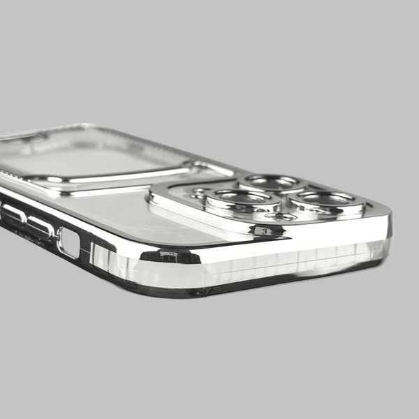 Чехол для Apple iPhone 14 Pro с серебряной окантовкой с карманом для карт на айфон 14 про серебряный 0013014 фото