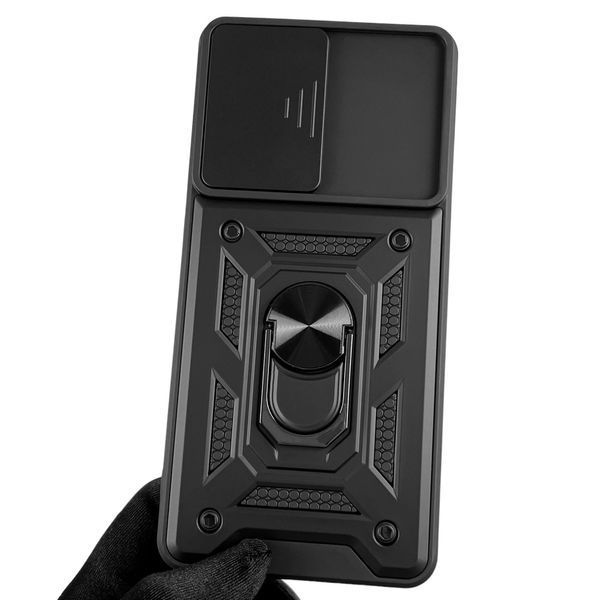 Чохол Samsung Galaxy A72 (SM-A725F) броньований з кільцем зі шторкою на самсунг а72 чорний 0007945 фото