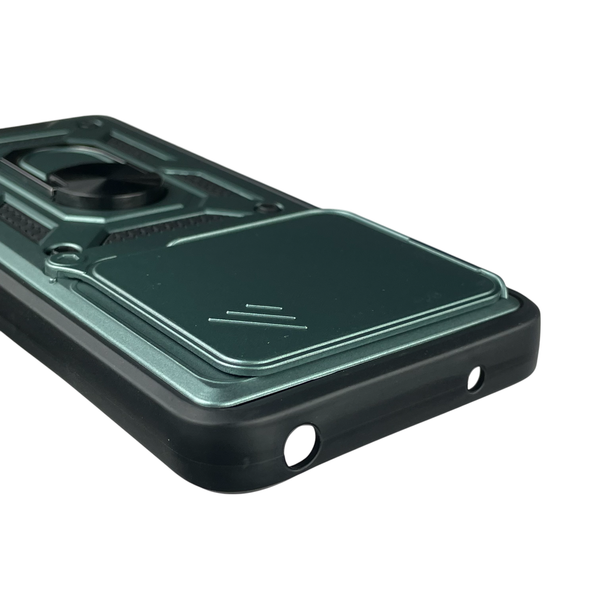 Чехол для Xiaomi Poco M6 4G бронированный с кольцом со шторкой на сяоми поко м6 4г зелёный rg1 0016137 фото