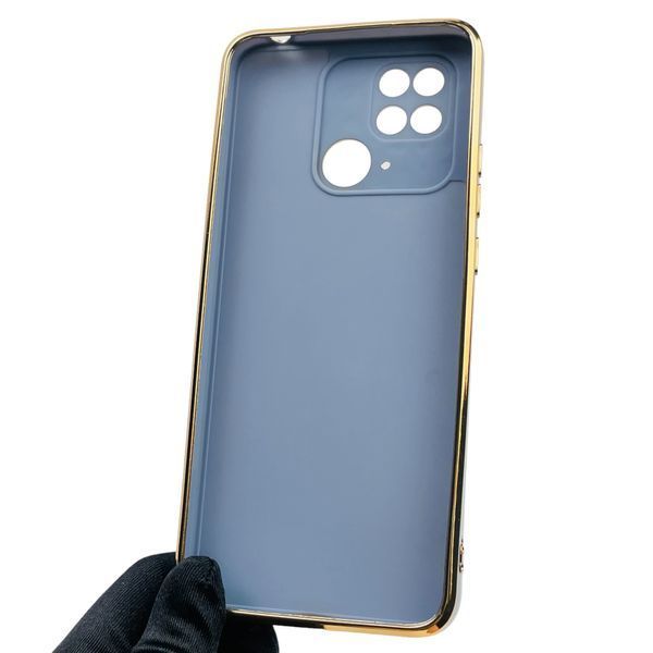 Чохол для Xiaomi Redmi 10C глянсовий із золотою окантовкою із захистом камери на сяомі редмі 10с синій 0000102 фото