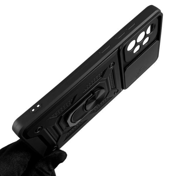 Чохол Samsung Galaxy A72 (SM-A725F) броньований з кільцем зі шторкою на самсунг а72 чорний 0007945 фото