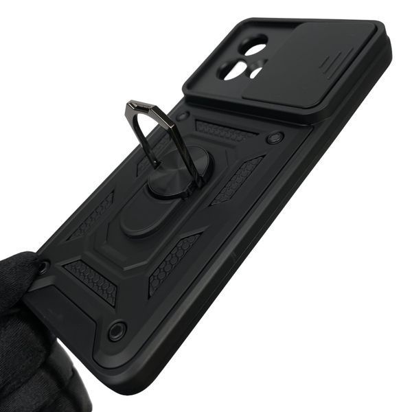 Чохол для Motorola Moto G84 PAYM0011RS броньований з кільцем зі шторкою на камеру на моторола г84 чорний 0001767 фото