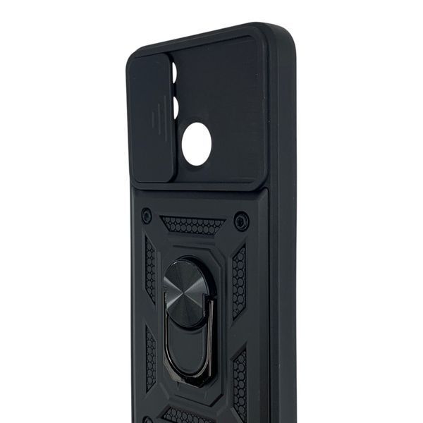 Чехол противоударный для Realme Narzo 50A с магнитной пластиной со шторкой на камере черный 0050640 фото
