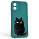 Чохол силіконовий оригінальний Soft Touch з 3D принтом злого кота для Motorola Moto E13 (PAXT0034) темно-зелений (Повний захист камери) 0046218 фото 1
