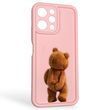 Чехол силиконовый оригинальный Soft Touch с 3D принтом смешного теда мишки для Xiaomi Redmi 12 розовый (Полная защита камеры) 0048843 фото