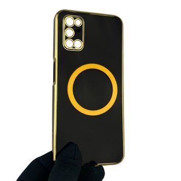 Чехол для OPPO A92 с кольцом MagSafe с золотой окантовкой на оппо а92 черный gs1 0022737 фото