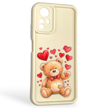 Чохол силіконовий оригінальний Soft Touch з 3D принтом милий ведмедик для Xiaomi Redmi Note 12s 4G молочний (Повний захист камери) 0043824 фото
