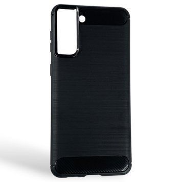Чехол для телефона Samsung Galaxy S21 Plus (SM-G996) карбоновый противоударный с высокими бортами черный 0052222 фото