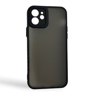 Чехол для iPhone 12 черный матовый полупрозрачный (бампер, защита камеры) 0062215 фото
