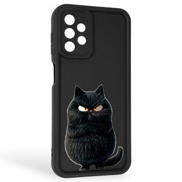 Чехол силиконовый Soft Touch с 3D принтом злой котик для Samsung Galaxy A13 4G (SM-A135F) черный (Полная защита камеры) 0046979 фото