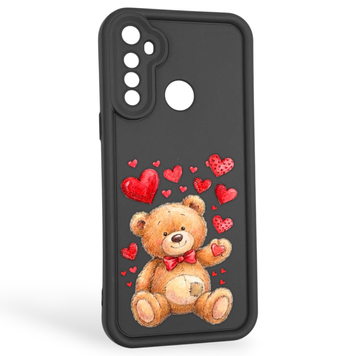 Чехол силиконовый оригинальный Soft Touch с 3D принтом милый мишка для Realme 6i черный (Полная защита камеры) 0043308 фото