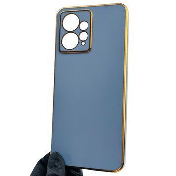 Чехол для Xiaomi Redmi Note 12 4G с золотой окантовкой с защитой камеры на сяоми редми нот 12 4г синий 0000053 фото