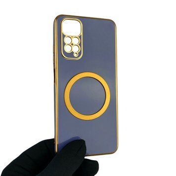 Чохол для Xiaomi Redmi Note 11 4G з кільцем MagSafe із золотою окантовкою на сяомі редмі нот 11 синій gs1 0022608 фото