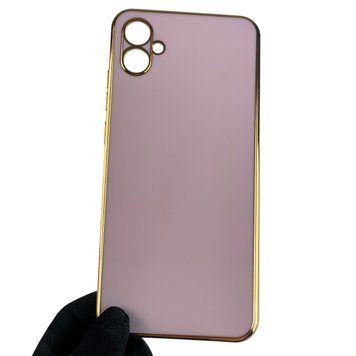 Чехол для Samsung Galaxy A04e SM-A042F глянцевый с золотой окантовкой защитой камеры на самсунг а04е сиреневый 0000002 фото