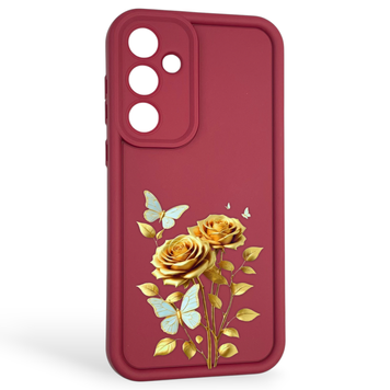 Чехол силиконовый Soft Touch с 3D принтом женским для Samsung Galaxy A35 5G (SM-A356B) бордовый (Полная защита камеры) 0042748 фото
