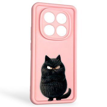 Чехол силиконовый оригинальный Soft Touch с 3D принтом злой котик для Xiaomi Poco X7 розовый (Полная защита камеры) 0046871 фото