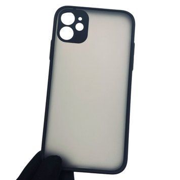 Чохол для Apple iPhone 11 протиударний напівпрозорий із високими бортами із захистом камери на айфон 11 чорний 0000908 фото