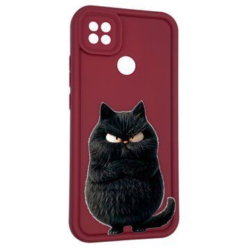 Чохол силіконовий оригінальний Soft Touch з 3D принтом злого кота для Xiaomi Redmi 9C бордовий (Повний захист камери) 0046721 фото