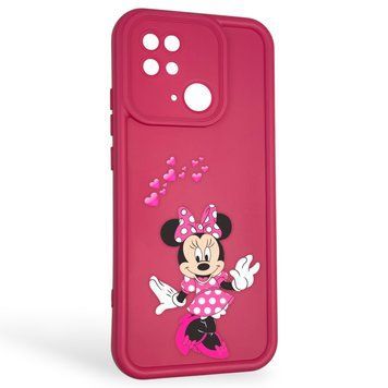 Чехол силиконовый оригинальный Soft Touch с 3D принтом волшебной минни маус для Xiaomi Redmi 10C малиновый (Полная защита камеры) 0049929 фото