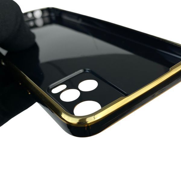 Чохол для Vivo Y21S із захистом камери із золотою окантовкою на віво у21с чорний gs1 0020272 фото