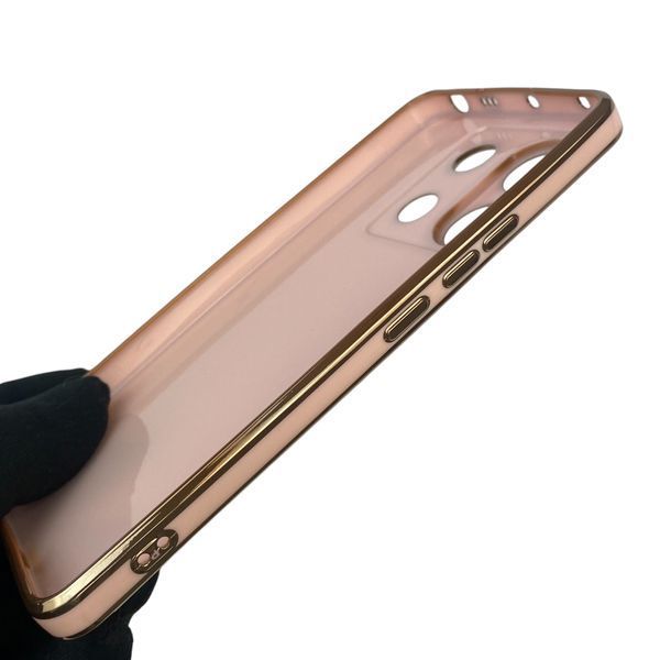 Чохол для Xiaomi POCO X6 глянцевий з кільцем MagSafe із золотою окантовкою на сяомі поко х6 пудровий gs1 0022998 фото