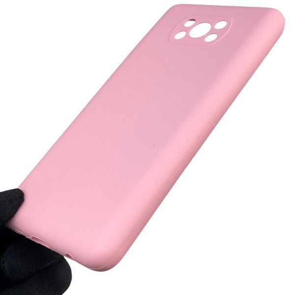 Чехол для Xiaomi Poco X3 NFC силиконовый с микрофиброй нескользящий на сяоми поко х3 нфс розовый 0032521 фото