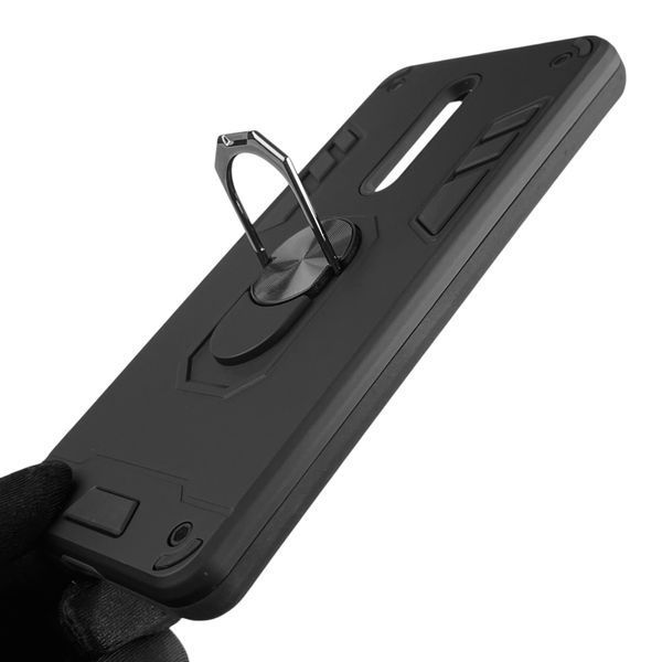 Чохол для телефона Xiaomi Mi 9T броньований з магнітним кільцем-тримачем на сяомі мі 9т чорний 0025789 фото