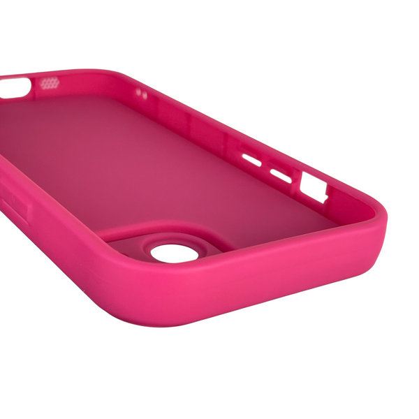 Чехол силиконовый оригинальный Soft Touch с 3D принтом милый мишка для Apple iPhone 13 малиновый (Полная защита камеры) 0043201 фото