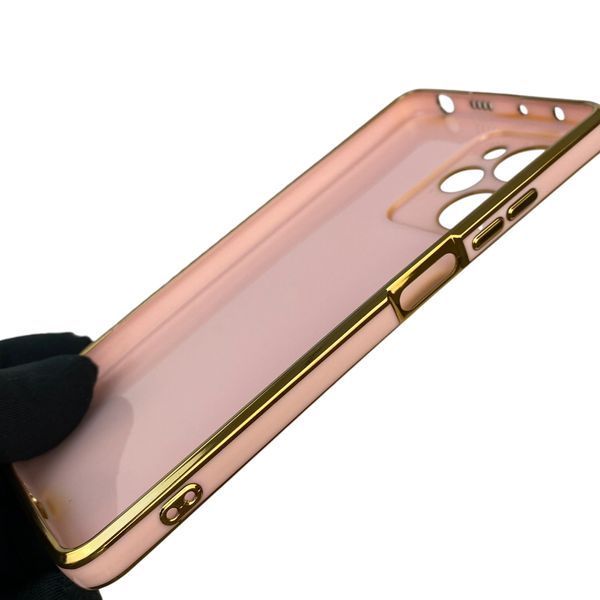 Чохол для Xiaomi POCO X5 Pro 5G з кільцем-підставкою із золотою окантовкою на сяомі поко х5 про пудровий gs1 0020773 фото